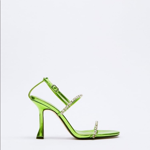 Metallic heeled green sandals - Picture 2 of 5